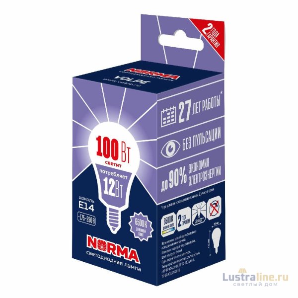 Лампа светодиодная Volpe Norma LED-G60-12W/6500K/E14/FR/NR UL-00010994