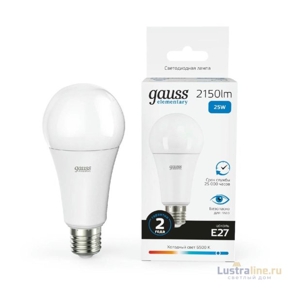 Лампа светодиодная Gauss E27 25W 6500K груша матовая 73235 Лампа светодиодная Gauss E27 25W 6500K груша матовая 73235