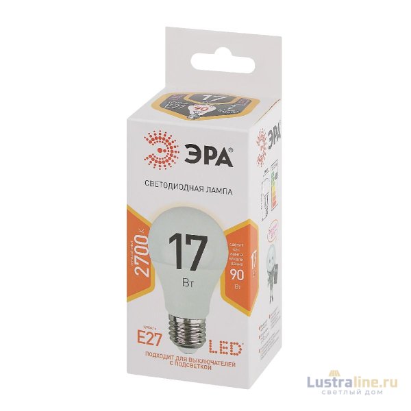 Лампа светодиодная Эра E27 17W 2700K LED A60-17W-827-E27 Б0031699 Лампа светодиодная Эра E27 17W 2700K LED A60-17W-827-E27 Б0031699