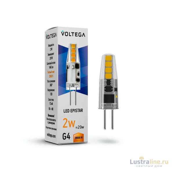 Лампа светодиодная Voltega G4 2W 2800K VG9-K1G4warm2W-12 7142 Лампа светодиодная Voltega G4 2W 2800K VG9-K1G4warm2W-12 7142