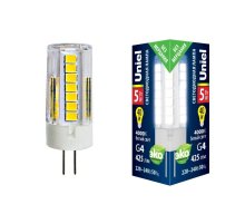Лампа светодиодная (UL-00006745) Uniel G4 5W 4000K прозрачная LED-JC-220/5W/4000K/G4/CL GLZ09TR