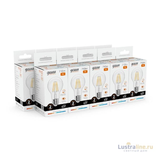 Лампа светодиодная Gauss Filament Elementary E27 9W 2700K 22219 Лампа светодиодная Gauss Filament Elementary E27 9W 2700K 22219