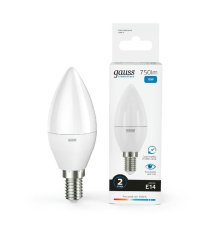 Лампа светодиодная Gauss E14 10W 6500K свеча матовая 33130