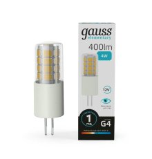 Лампа светодиодная Gauss G4 4W 4100К прозрачная 10724