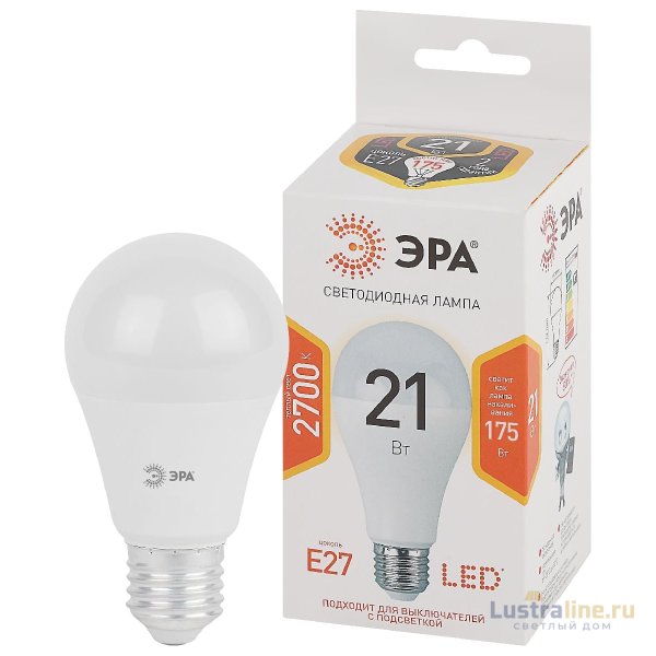 Лампа светодиодная Эра E27 21W 2700K LED A65-21W-827-E27 Б0035331 Лампа светодиодная Эра E27 21W 2700K LED A65-21W-827-E27 Б0035331