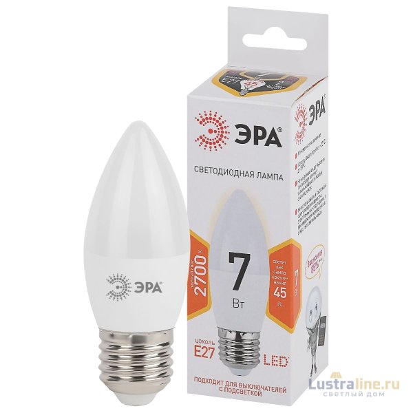 Лампа светодиодная Эра E27 7W 2700K LED B35-7W-827-E27 Б0028479 Лампа светодиодная Эра E27 7W 2700K LED B35-7W-827-E27 Б0028479