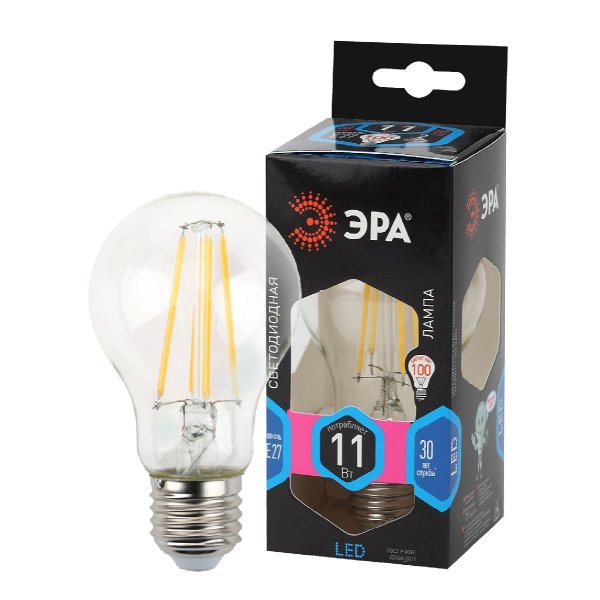 Лампа светодиодная Эра E27 11W 4000K F-LED A60-11W-840-E27 Б0035026