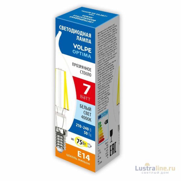 Лампа светодиодная Volpe Optima LED-CW35-7W/4000K/E14/CL/SLF UL-00008341