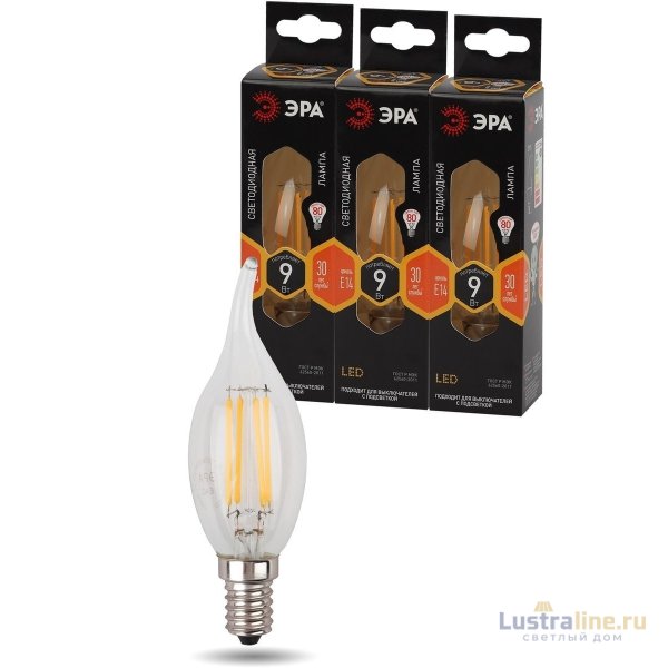 Лампа светодиодная Эра E14 9W 2700K F-LED BXS-9W-827-E14 Б0047003 Лампа светодиодная Эра E14 9W 2700K F-LED BXS-9W-827-E14 Б0047003
