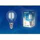 Лампа светодиодная филаментная (UL-00002207) Uniel E14 6W 4000K прозрачная LED-G45-6W/NW/E14/CL GLA01TR