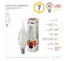 Лампа светодиодная Эра E14 7W 2700K LED BXS-7W-827-E14 Б0028482
