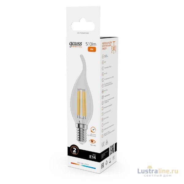 Лампа светодиодная Gauss Filament Elementary E14 8W 2700K 42118 Лампа светодиодная Gauss Filament Elementary E14 8W 2700K 42118