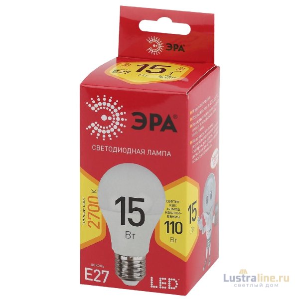 Лампа светодиодная Эра E27 15W 2700K LED A60-15W-827-E27 R Б0046355