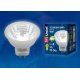 Лампа светодиодная (UL-00001702) Uniel GU4 3W 3000K прозрачная LED-MR11-3W/WW/GU4/220V GLZ21TR