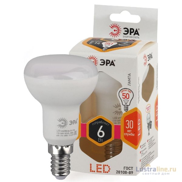 Лампа светодиодная Эра E14 6W 2700K LED R50-6W-827-E14 Б0028489