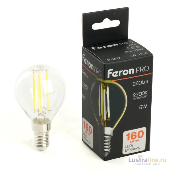 Лампа светодиодная Feron E14 6W 2700K LB-1706 51256 Лампа светодиодная Feron E14 6W 2700K LB-1706 51256