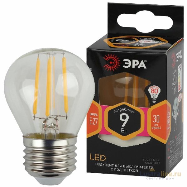 Лампа светодиодная Эра E27 9W 2700K F-LED P45-9w-827-E27 Б0047023 Лампа светодиодная Эра E27 9W 2700K F-LED P45-9w-827-E27 Б0047023