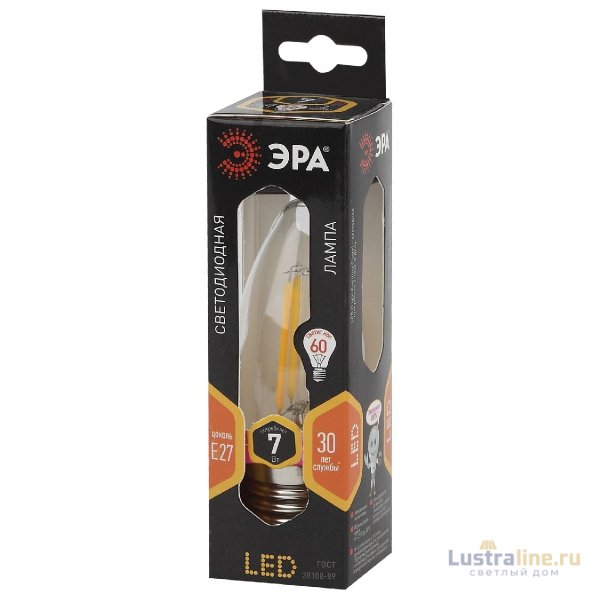 Лампа светодиодная Эра E27 7W 2700K F-LED B35-7W-827-E27 Б0027950 Лампа светодиодная Эра E27 7W 2700K F-LED B35-7W-827-E27 Б0027950