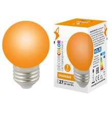 Лампа декоративная светодиодная (UL-00005650) Volpe E27 1W оранжевая LED-G45-1W/ORANGE/E27/FR/С