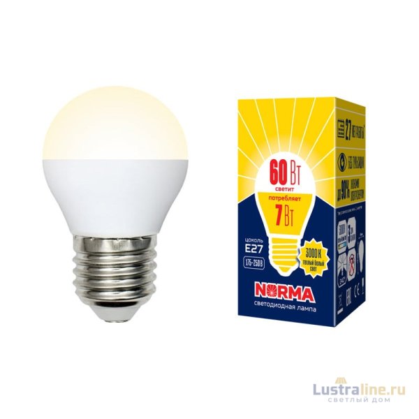Лампа светодиодная (UL-00003823) Volpe E27 7W 3000K матовая LED-G45-7W/WW/E27/FR/NR Лампа светодиодная (UL-00003823) Volpe E27 7W 3000K матовая LED-G45-7W/WW/E27/FR/NR