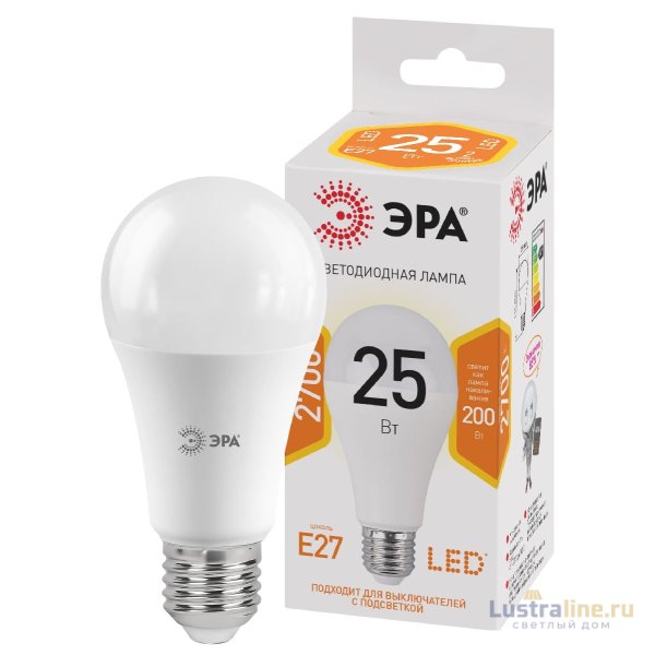 Лампа светодиодная Эра E27 25W 2700K LED A65-25W-827-E27 Б0035334 Лампа светодиодная Эра E27 25W 2700K LED A65-25W-827-E27 Б0035334