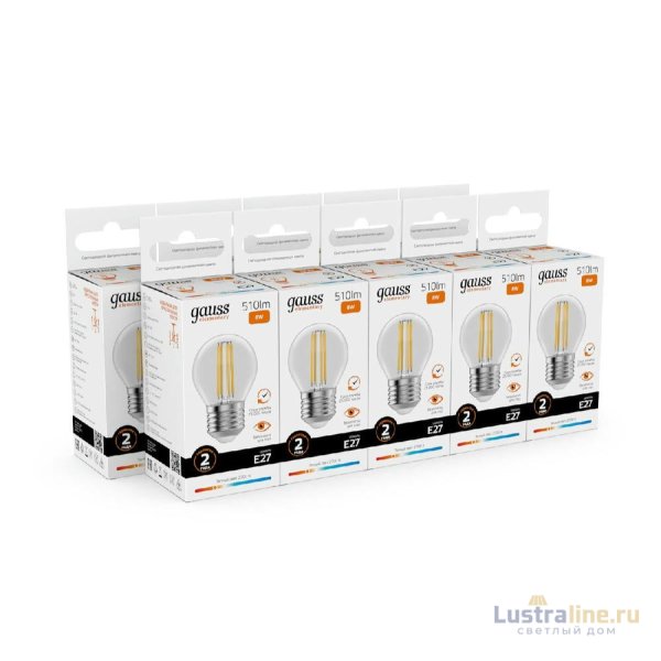 Лампа светодиодная Gauss Filament Elementary E27 8W 2700K 52218 Лампа светодиодная Gauss Filament Elementary E27 8W 2700K 52218