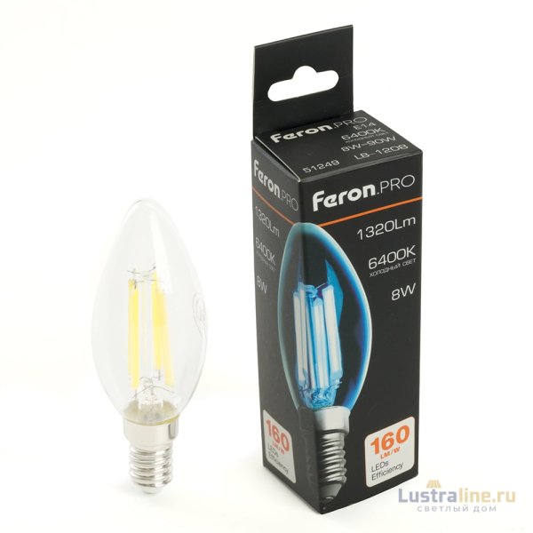 Лампа светодиодная Feron LB-1208 E14 8W 6400K 51249 Лампа светодиодная Feron LB-1208 E14 8W 6400K 51249