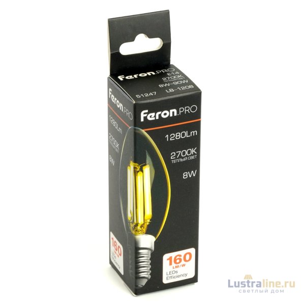 Светодиодная лампа Feron LB-1208 E14 8W 2700K 51247
