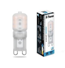 Лампа светодиодная Feron G9 5W 6400K Прямосторонняя Матовая LB-430 25638