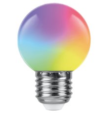Лампа светодиодная Feron LB-37 шар матовый E27 1W RGB быстрая смена цвета 38126