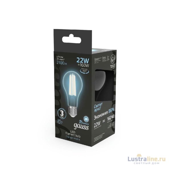 Лампа светодиодная Gauss Filament E27 22W 4100K 102902222