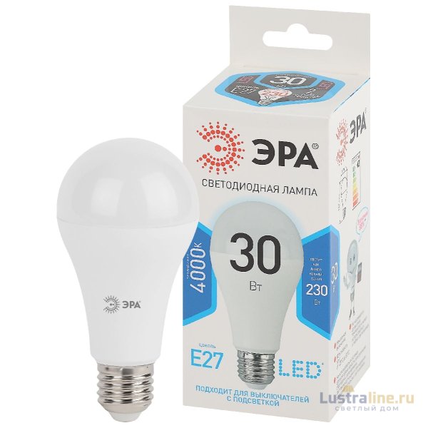 Лампа светодиодная Эра E27 30W 4000K LED A65-30W-840-E27 Б0048016 Лампа светодиодная Эра E27 30W 4000K LED A65-30W-840-E27 Б0048016