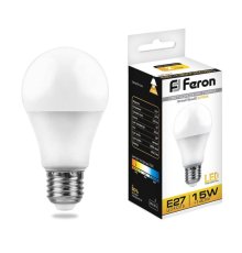 Лампа светодиодная Feron E27 15W 2700K Шар Матовая LB-94 25628