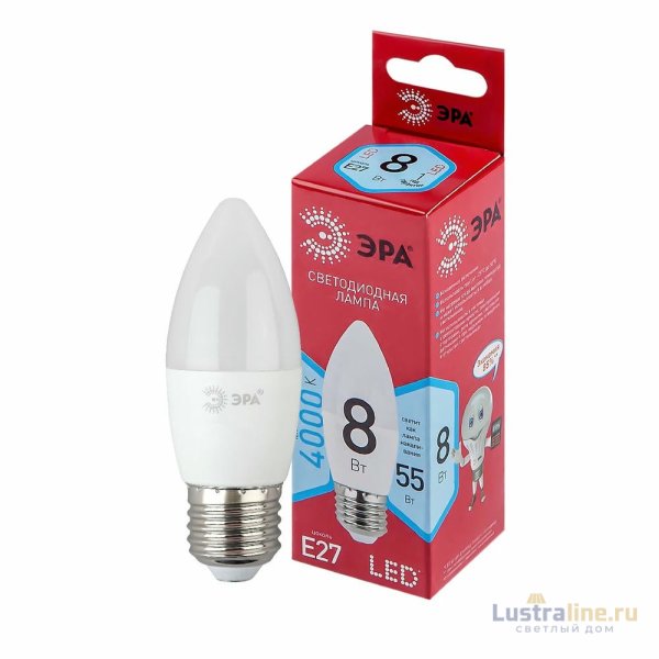 Лампа светодиодная Эра E27 8W 4000K LED B35-8W-840-E27 R Б0050695 Лампа светодиодная Эра E27 8W 4000K LED B35-8W-840-E27 R Б0050695