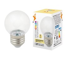 Лампа декоративная светодиодная (UL-00005807) Volpe E27 1W 3000K прозрачная LED-G45-1W/3000K/E27/CL/С