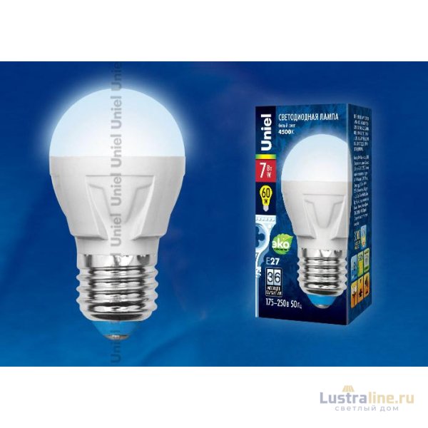Лампа светодиодная (UL-00002417) Uniel E14 7W 4000K матовая LED-G45 7W/NW/E14/FR PLP01WH
