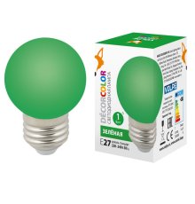 Лампа декоративная светодиодная (UL-00005648) Volpe E27 1W зеленая LED-G45-1W/GREEN/E27/FR/С