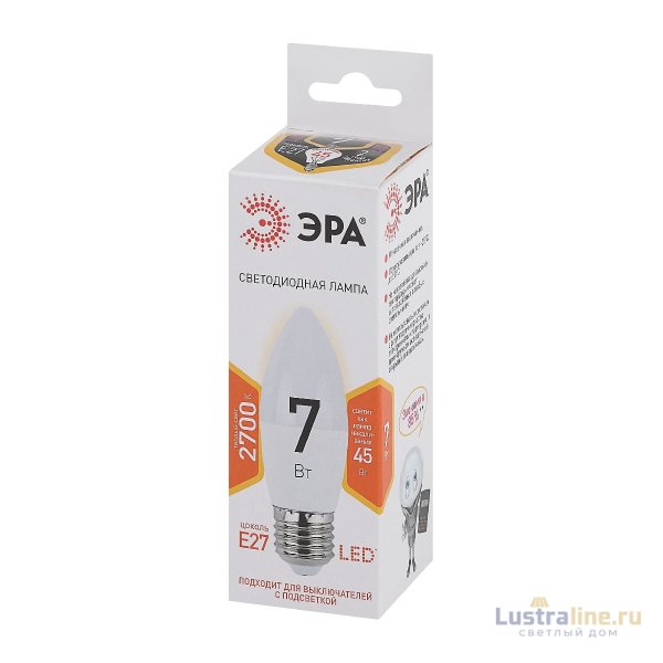Лампа светодиодная Эра E27 7W 2700K LED B35-7W-827-E27 Б0028479 Лампа светодиодная Эра E27 7W 2700K LED B35-7W-827-E27 Б0028479