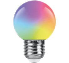Лампа светодиодная Feron LB-37 шар матовый E27 1W RGB плавная сменая цвета 38116