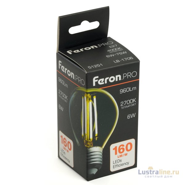Светодиодная лампа Feron LB-1706 E27 6W 2700К 51250