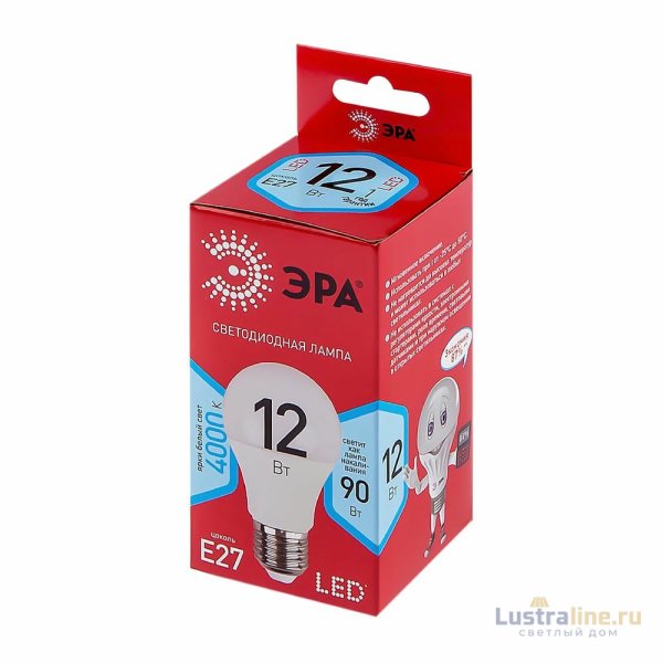 Лампа светодиодная Эра E27 12W 4000K LED A60-12W-840-E27 R Б0049636
