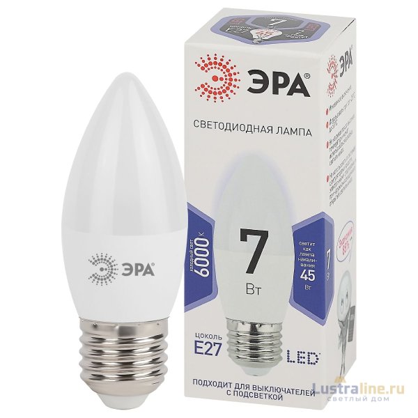 Лампа светодиодная Эра E27 7W 6000K LED B35-7W-860-E27 Б0031413 Лампа светодиодная Эра E27 7W 6000K LED B35-7W-860-E27 Б0031413