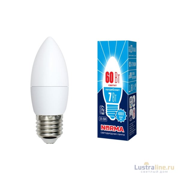 Лампа светодиодная (UL-00003798) Volpe E27 7W 4000K матовая LED-C37-7W/NW/E27/FR/NR