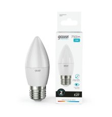 Лампа светодиодная Gauss E27 10W 4100K свеча матовая 30220