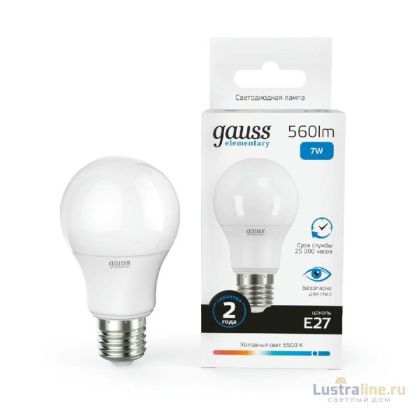 Лампа светодиодная Gauss E27 7W 6500K матовая 23237A