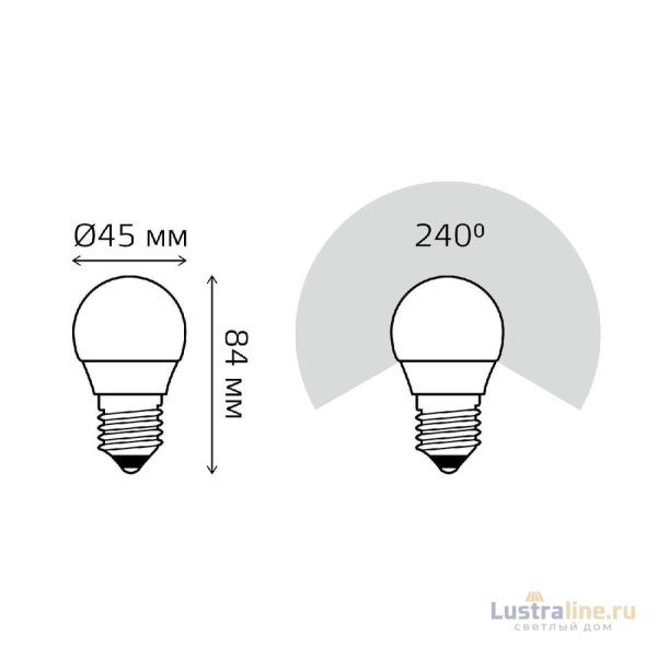 Лампа светодиодная Gauss E27 10W 6500K шар матовый 53230