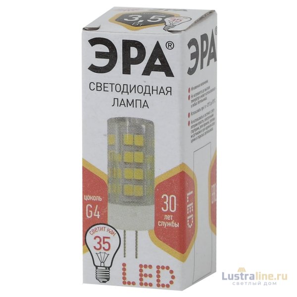 Лампа светодиодная Эра G4 3,5W 2700K LED JC-3,5W-220V-CER-827-G4 Б0027855