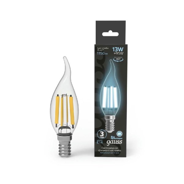 Лампа светодиодная Gauss Filament E14 13W 4100K 104801213
