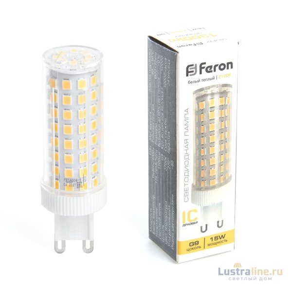 Лампа светодиодная Feron G9 15W 2700K капсульная LB-437 38212 Лампа светодиодная Feron G9 15W 2700K капсульная LB-437 38212