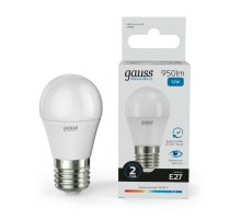 Лампа светодиодная Gauss E27 12W 6500K шар матовый 53232